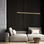 Złota lampa wisząca podłużna Miami 120cm - do salonu
