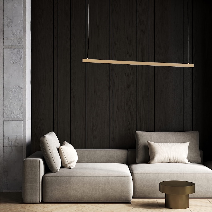 Złota lampa wisząca podłużna Miami 120cm - do salonu