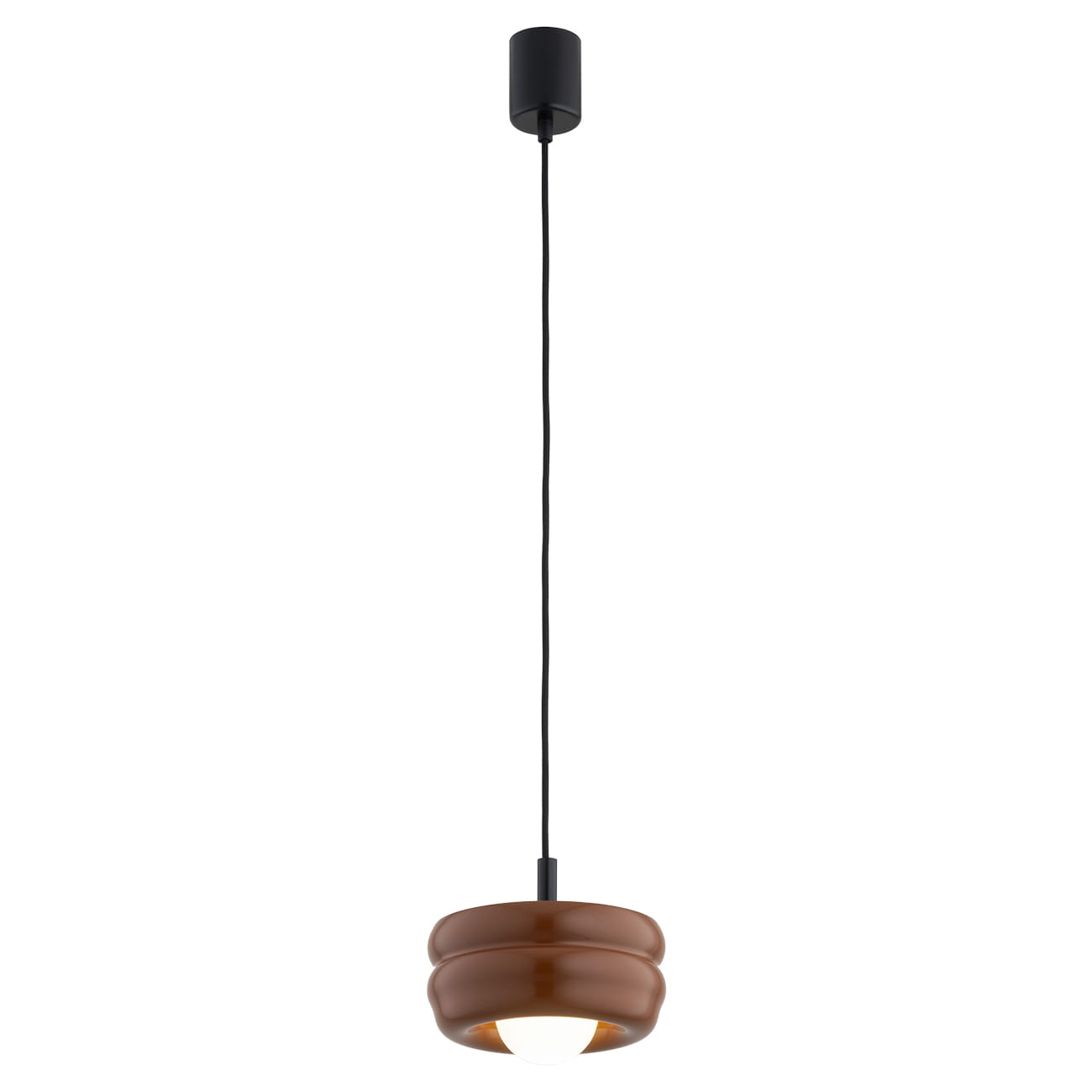 Szklana lampa wisząca Tevo- brązowa terracotta