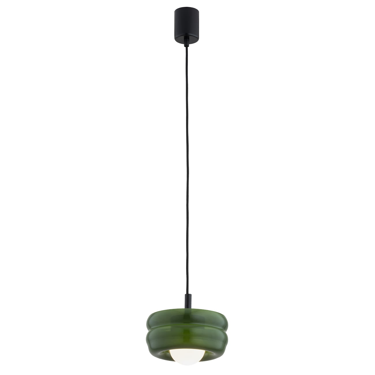 Zielona szklana lampa wisząca Tevo - klosz kulka