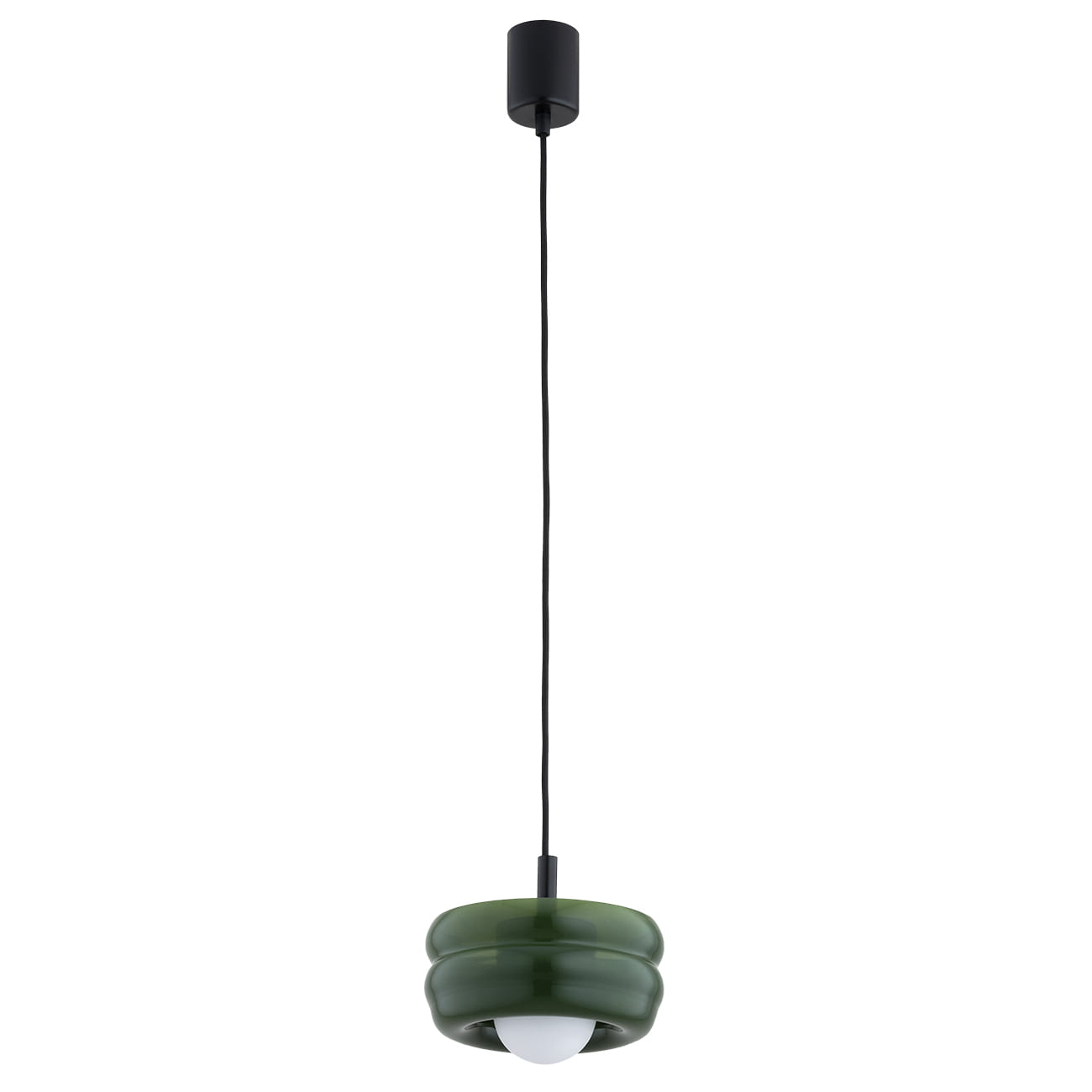 Zielona lampa wisząca Tevo Argon - szklany falowany klosz