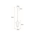 Czarna lampa wisząca tarasowa Standard IP44 - wymiary