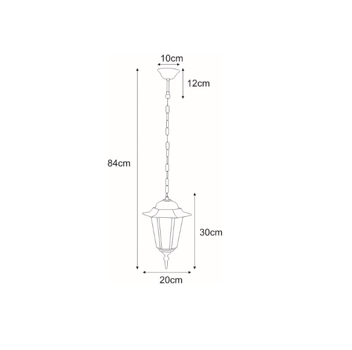 Czarna lampa wisząca tarasowa Standard IP44 - wymiary