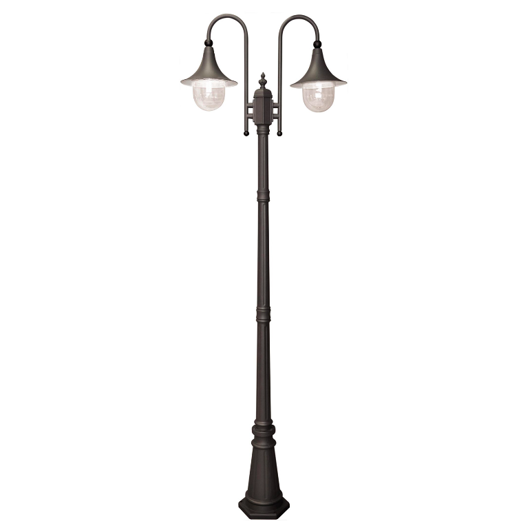 Czarna podwójna latarnia ogrodowa Boston IP44 - 237 cm