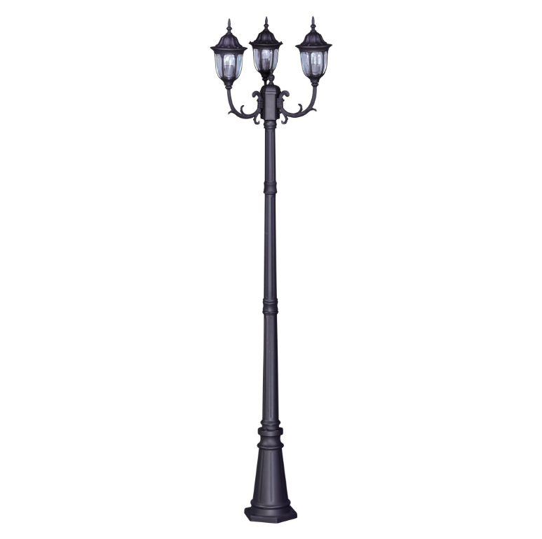 Klasyczna latarnia ogrodowa Vasco 3 - czarna 235 cm IP44