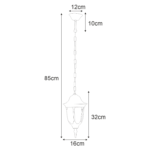 Lampa wisząca klasyczna nad drzwi Vasco IP44 - czarna - wymiary