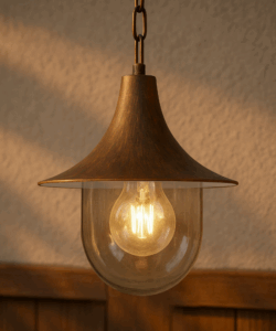 Lampa wisząca z łańcuchem na taras Boston IP44 - brązowa