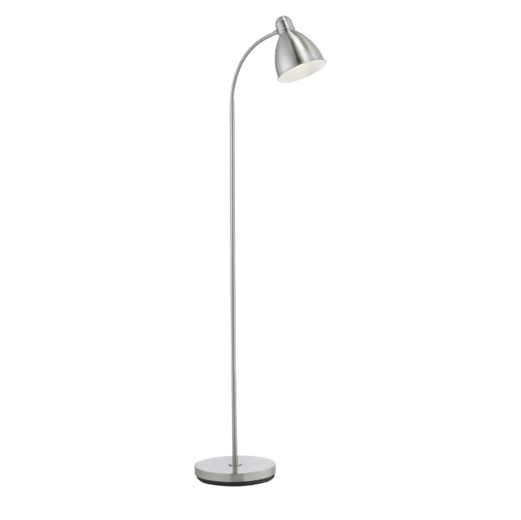Srebrna lampa podłogowa Nitta - ruchomy klosz