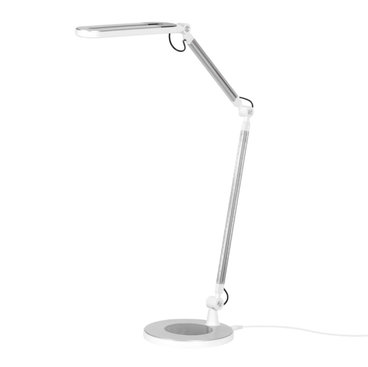 Srebrna lampka na biurko do nauki Alette LED - regulowane ramie