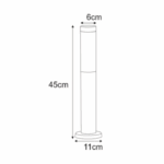 Srebrny słupek do ogrodu Anica IP44 - 45 cm - wymiary