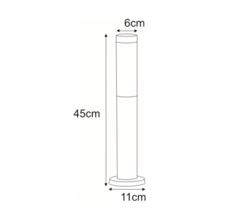 Srebrny słupek do ogrodu Anica IP44 - 45 cm - wymiary