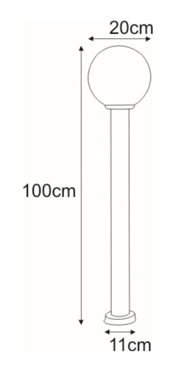 Srebrny słupek ogrodowy Ana IP44 - 100cm - wymiary