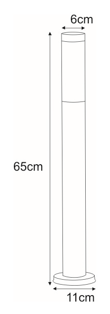 Srebrny słupek ogrodowy Anica IP44 - 65 cm - wymiary
