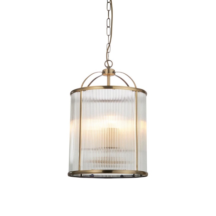 Złota elegancka lampa wisząca do jadalni Lambeth Ribbed - klasyczna