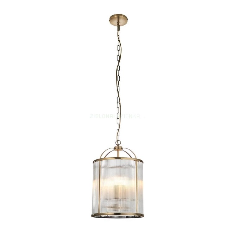 Złota lampa wisząca Lambeth Ribbed - żebrowane szkło