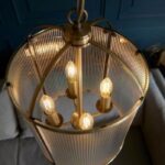 Złota piękna lampa wisząca nad stół Lambeth Ribbed - klasyczna