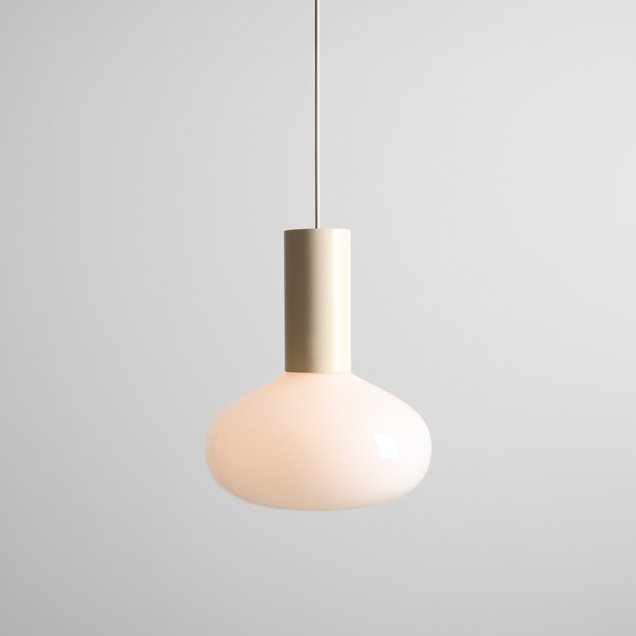 Kremowa lampa wisząca Flo Cream 26 - szklany owalny klosz