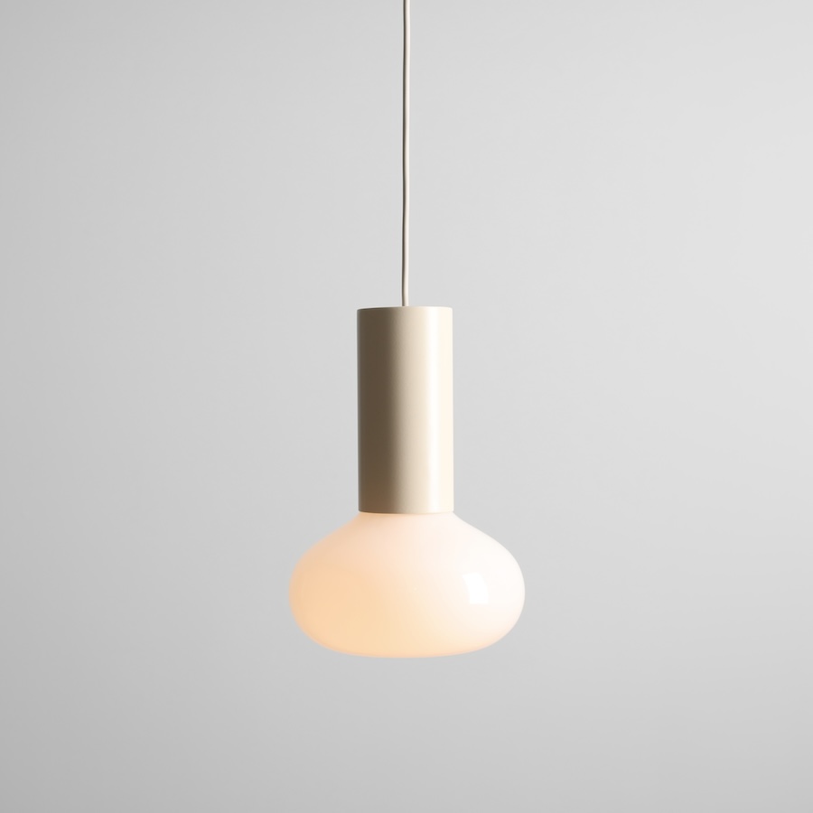 Kremowa owalna lampa wisząca Flo Cream 19 - szklana