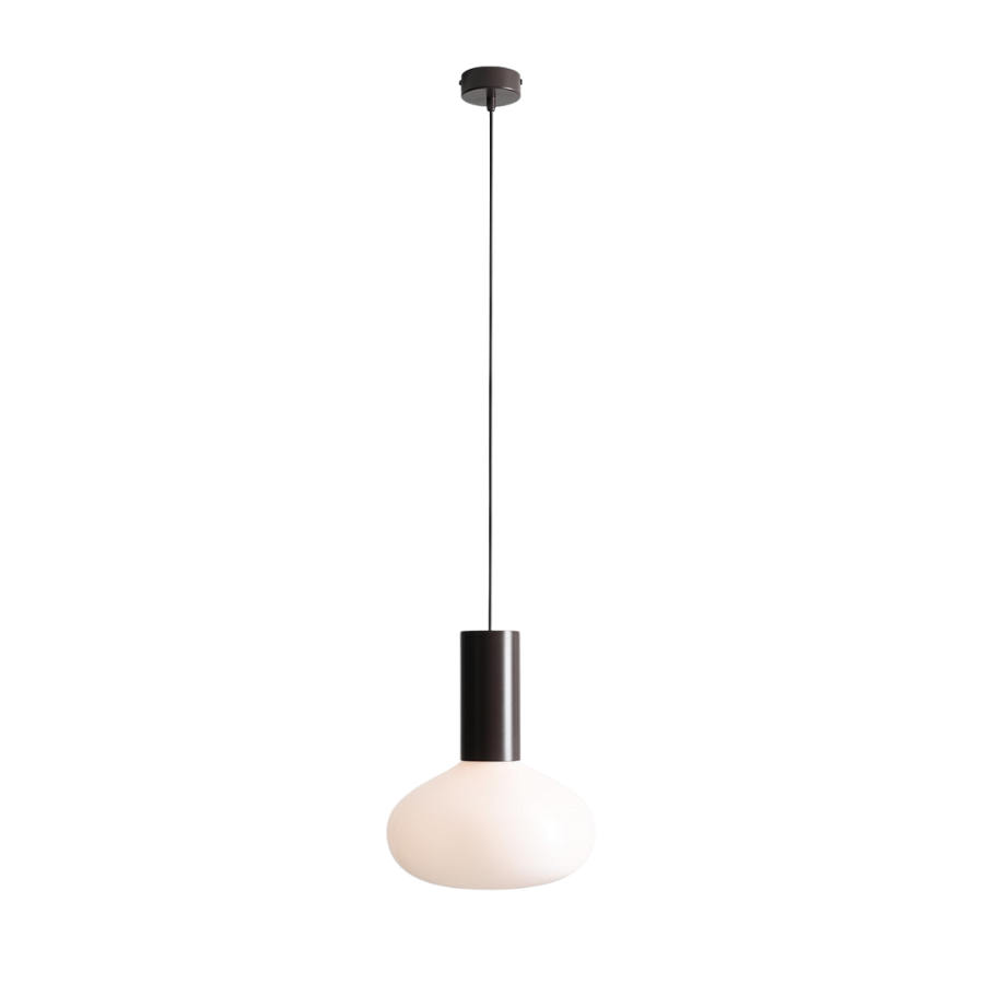 Brązowa lampa wisząca Flo Mokka 26 - szklany klosz