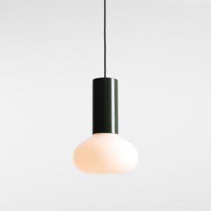 Zielona owalna lampa wisząca Flo Grey 19 - biały klosz