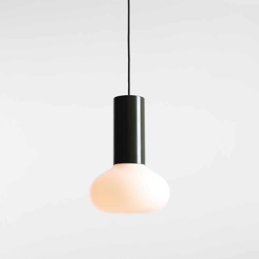 Zielona owalna lampa wisząca Flo Grey 19 - biały klosz