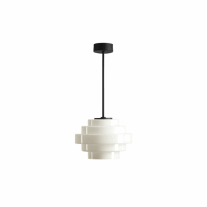 Lampa sufitowa retro Filo Milky S 28 - na czarnym pręcie 30cm