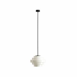 Biała lampa wisząca Filo Milky L 28 - szklany warstwowy klosz na sztycy 90cm