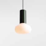 Zielona mała lampa wisząca Flo Grey 19 - biały klosz