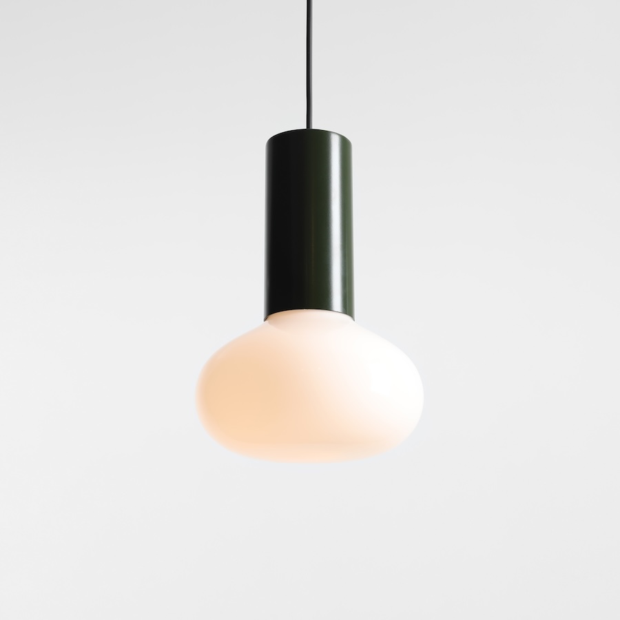 Zielona mała lampa wisząca Flo Grey 19 - biały klosz