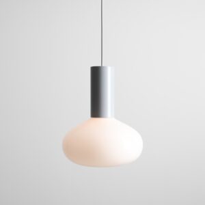 Szara lampa wisząca Flo Grey 26 - szklany owalny klosz