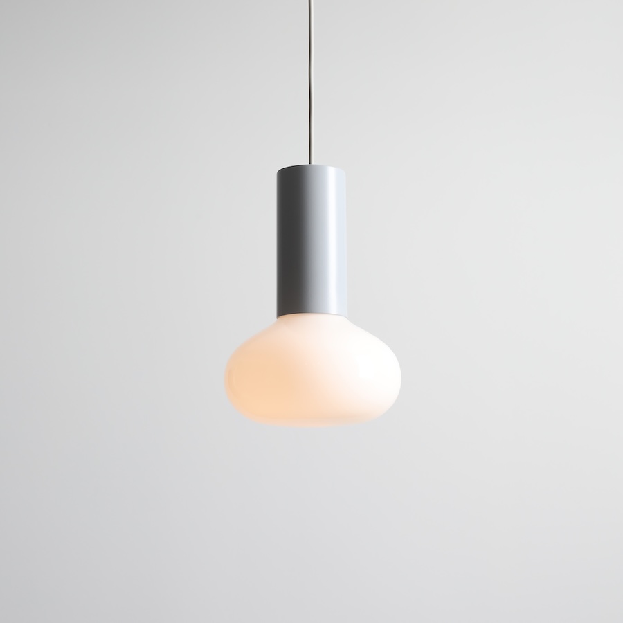 Szara minimalistyczna lampa wisząca Flo Grey 19 - szklana