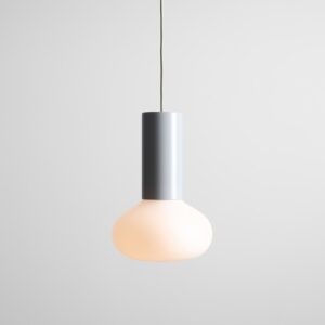 Szara dyskretna lampa wisząca Flo Grey 19 - szklana