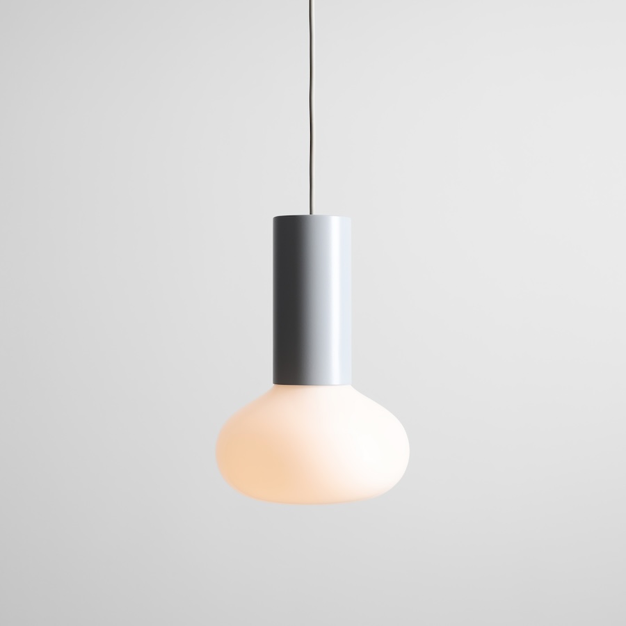 Szara dyskretna lampa wisząca Flo Grey 19 - szklana