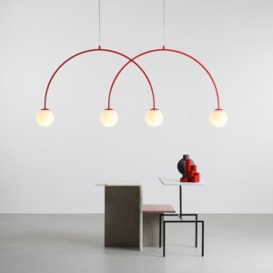 Podwójna czerwona lampa wisząca Una 4 Red Chilli L - kule i łuki