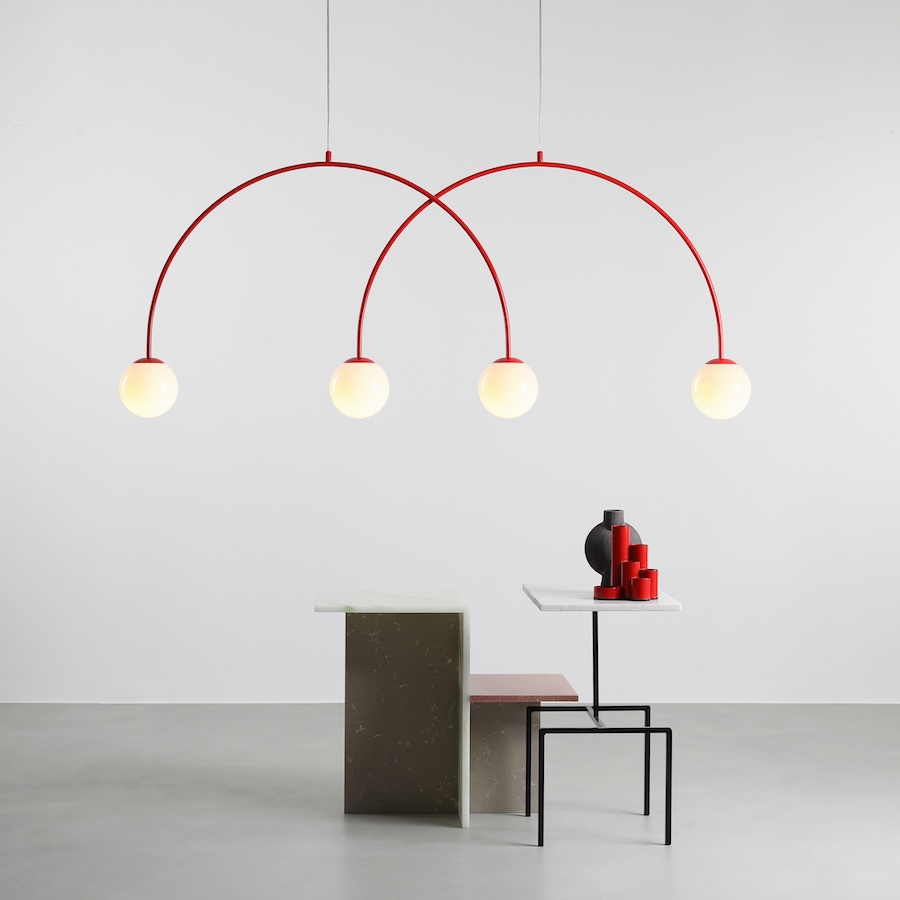 Szeroka nowoczesna lampa wisząca nad stół Una 4L Red Chilli Aldex