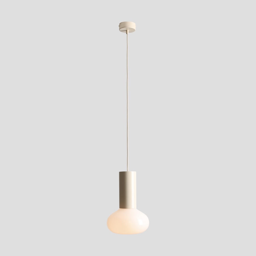 Beżowa lampa wisząca Flo Cream 19 - szklana
