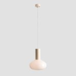 Kremowa lampa wisząca nad ławę Flo Cream 26 - szklany owalny klosz