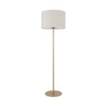 Beżowa lampa podłogowa Santana - tekstylny abażur