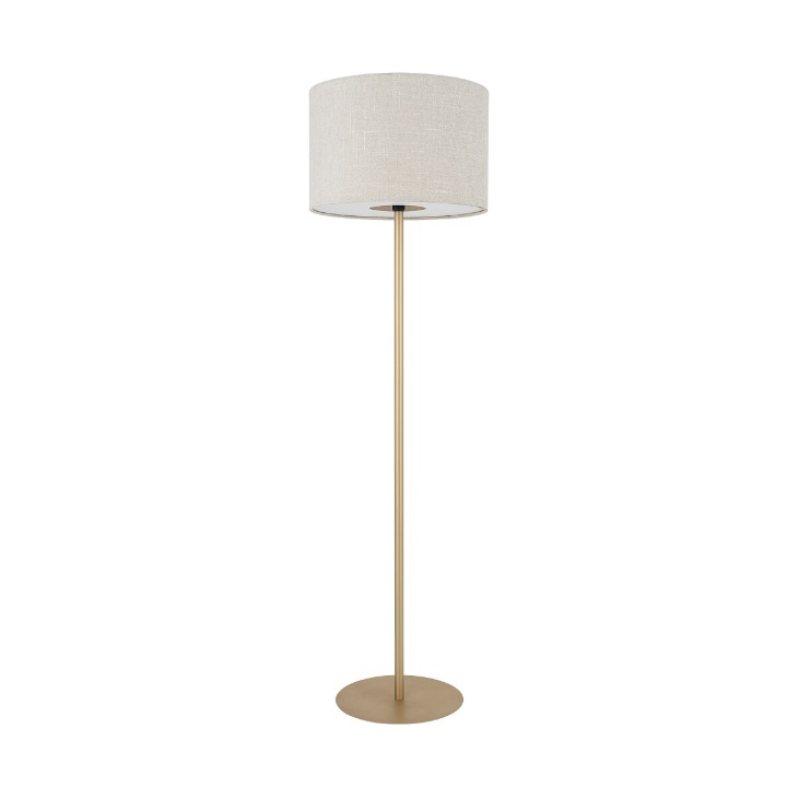 Beżowa lampa podłogowa Santana - tekstylny abażur