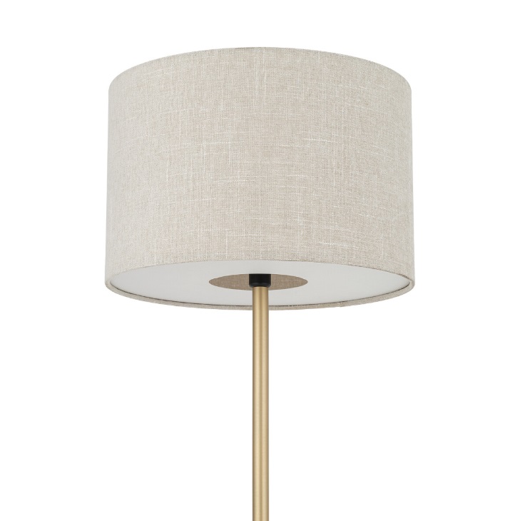 Beżowa lampa stojąca z abażurem Santana - tkanina