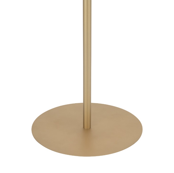 Beżowa lampa stojąca z abażurem Santana - złota podstawa