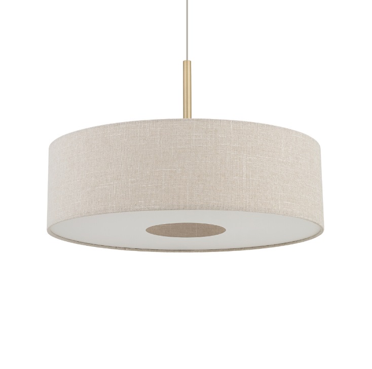 Beżowa lampa wisząca do jadalni nad stół Santana L 65cm - materiałowa