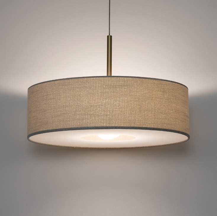 Beżowa lampa wisząca do salonu nad stół Santana L 65cm - materiałowa