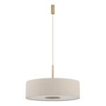 Beżowa lampa wisząca nad stół Santana L 65cm - materiałowy abażur