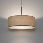 Beżowa lampa wisząca z materiału Santana M 50cm
