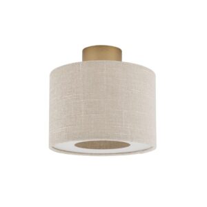 Beżowy plafon materiałowy Santana S 23cm - złota podstawa