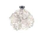 Biała lampa sufitowa Leavy 38cm - srebrna podstawa