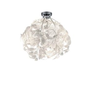 Biała lampa sufitowa Leavy 38cm - srebrna podstawa