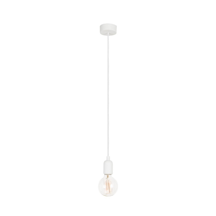 Biała lampa wisząca na żarówkę dekoracyjną Silicone - zwis