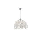 Biała lampa wisząca nad stół Leavy 38cm - srebrna podstawa